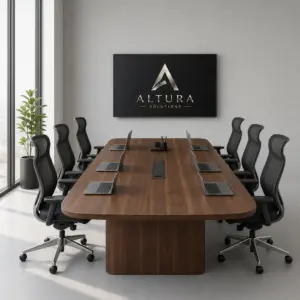 Oval Walnut Conference Table
